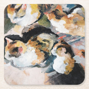 Cat, August Macke Square Paper Coaster