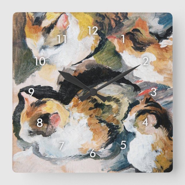 Cat, August Macke Square Wall Clock (Front)