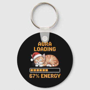 Cat Aura Loading 67 Percent Energy Funny Gen Z Mem Keychain