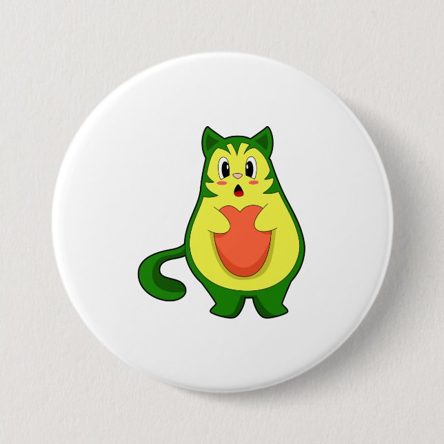 Cat Avocado 3 Inch Round Button (Front)