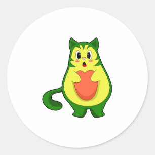 Cat Avocado Classic Round Sticker