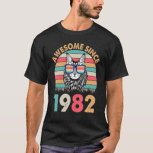 Cat Awesome Since 1982 Happy Birthday To Me  40 Ye T-Shirt