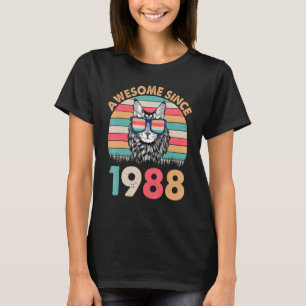 Cat Awesome Since 1988 Happy Birthday To Me 34 Ye T-Shirt