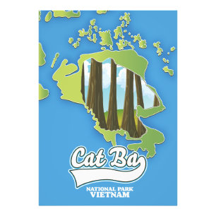 cat ba national park vietnam travel map photo print