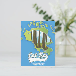 cat ba national park vietnam travel map  postcard