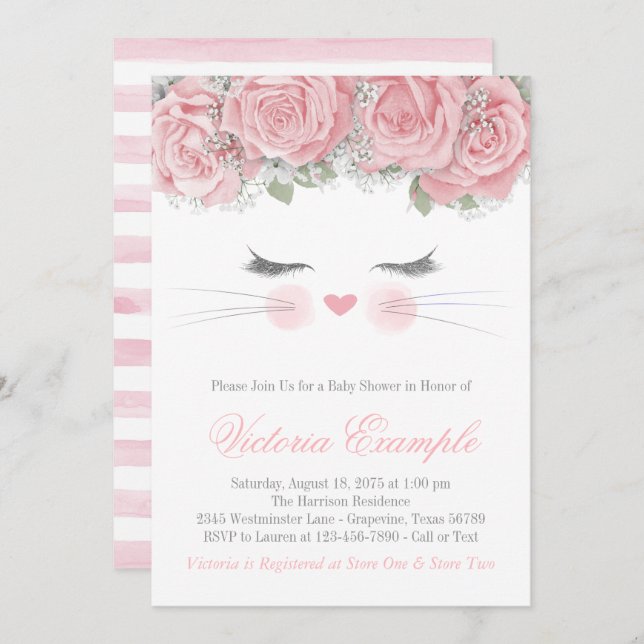 Cat Baby Shower Invitation (Front/Back)