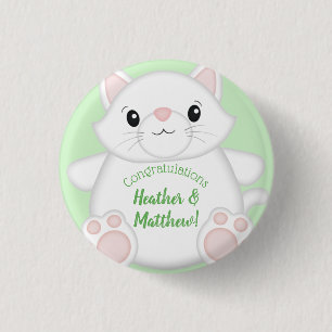 Cat Baby Shower Kitty 1 Inch Round Button