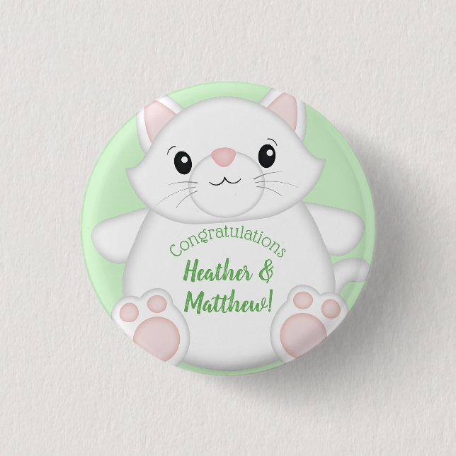 Cat Baby Shower Kitty 1 Inch Round Button (Front)
