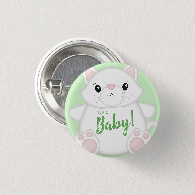 Cat Baby Shower Kitty 1 Inch Round Button (Front & Back)
