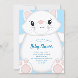 Cat Baby Shower Kitty Blue Boy Invitation