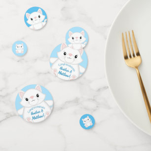 Cat Baby Shower Kitty Blue Confetti