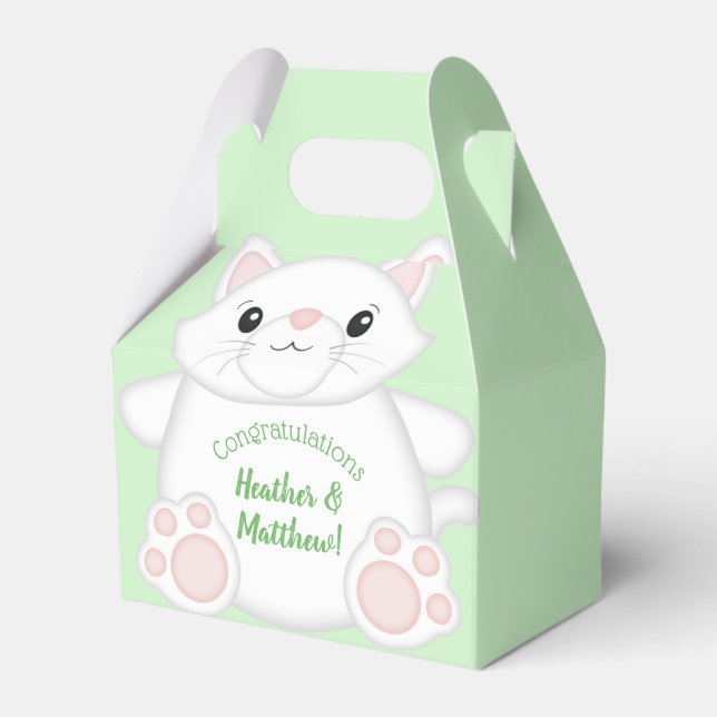 Cat Baby Shower Kitty Favor Box (Front Side)