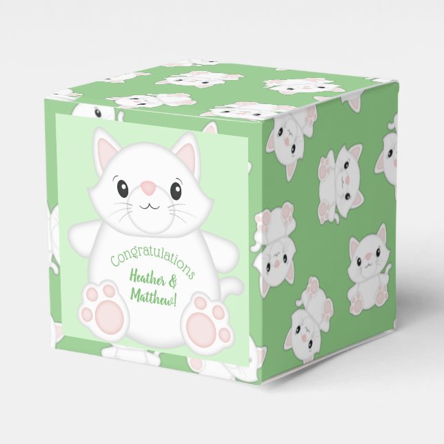 Cat Baby Shower Kitty Favor Box (Front Side)