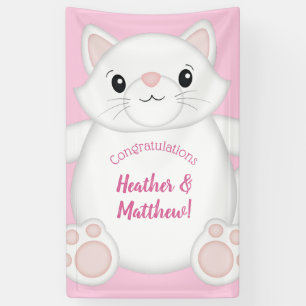Cat Baby Shower Kitty Pink Banner