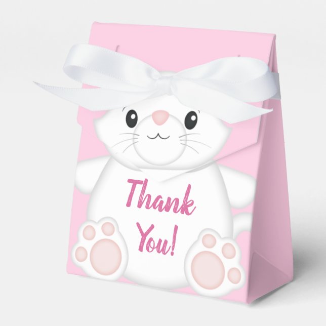 Cat Baby Shower Kitty Pink Favor Box (Front Side)