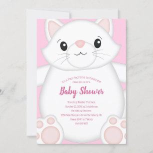 Cat Baby Shower Kitty Pink Invitation