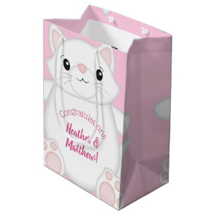 Cat Baby Shower Kitty Pink Medium Gift Bag