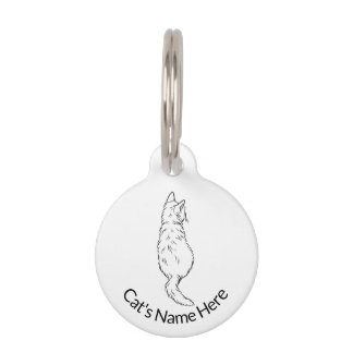 Cat Back View Round Pet Tag Personalized