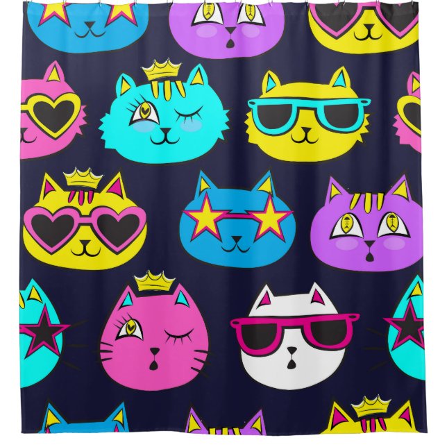 Cat badges, pop art textile (Front)
