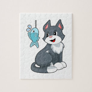 Cat Bait Fish Jigsaw Puzzle
