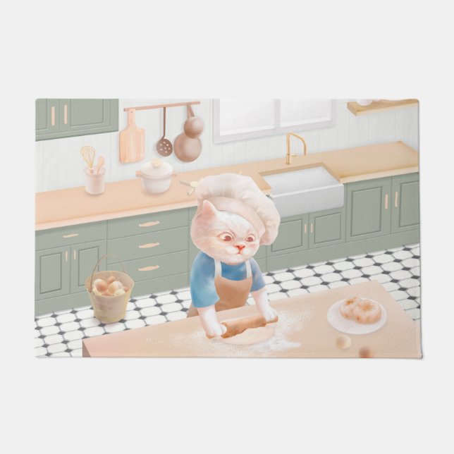 Cat Baker Baby – Cozy Morning Kneading Doormat (Front)