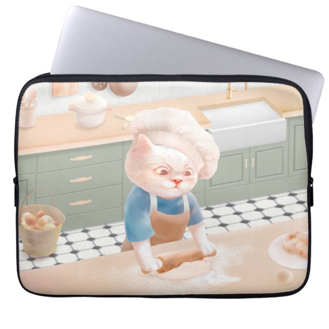 Cat Baker Baby – Cozy Morning Kneading Laptop Sleeve (Front)