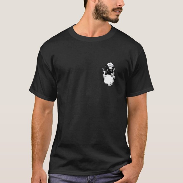 Cat Baker Baking Chest Pocket T-Shirt (Front)