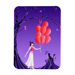 Cat & Ballerina at Midnight Tree Magnet