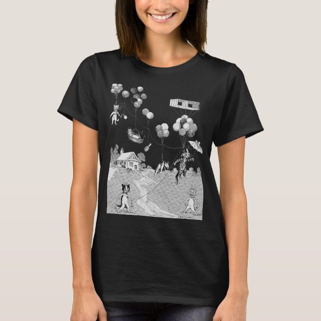 Cat Balloon Trip, Louis Wain T-Shirt (Front)