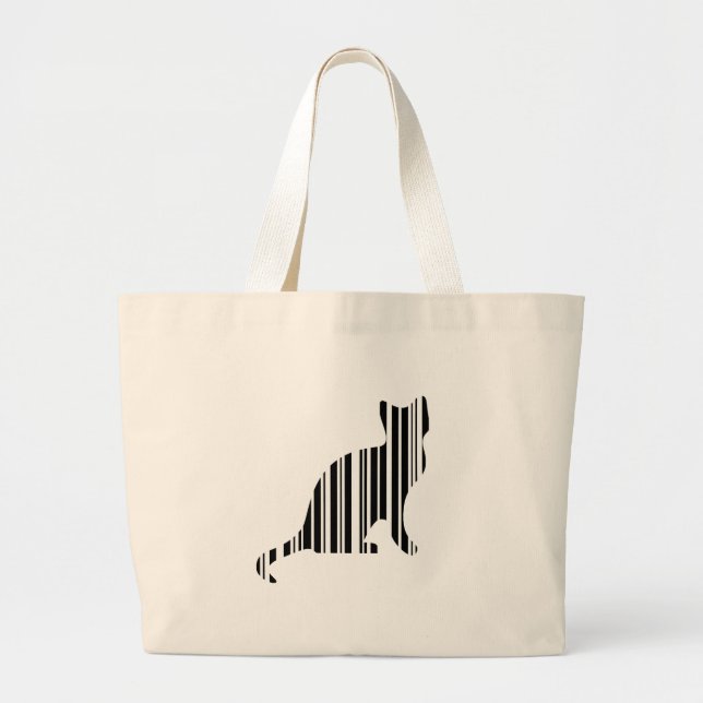 CAT BAR CODE Kitty Barcode Pet Pattern Design Large Tote Bag (Front)