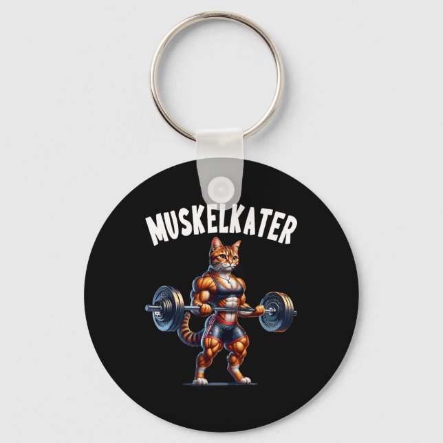 Cat Barbell Design For Bodybuilders Bodybuilding  Keychain (Front)