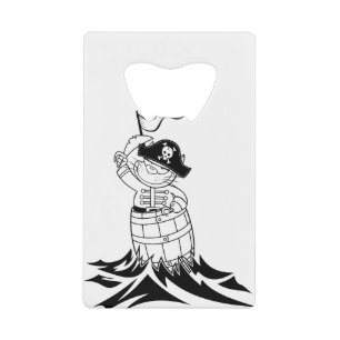 Cat Barrel Sea The Waves Pirate Flag Travel Credit Card Bottle Opener