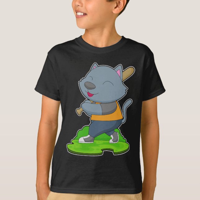 Cat Baseball Baseball bat T-Shirt (Front)