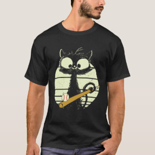 Cat Baseball Baseball Player Cat Cute Funny Cat T-Shirt