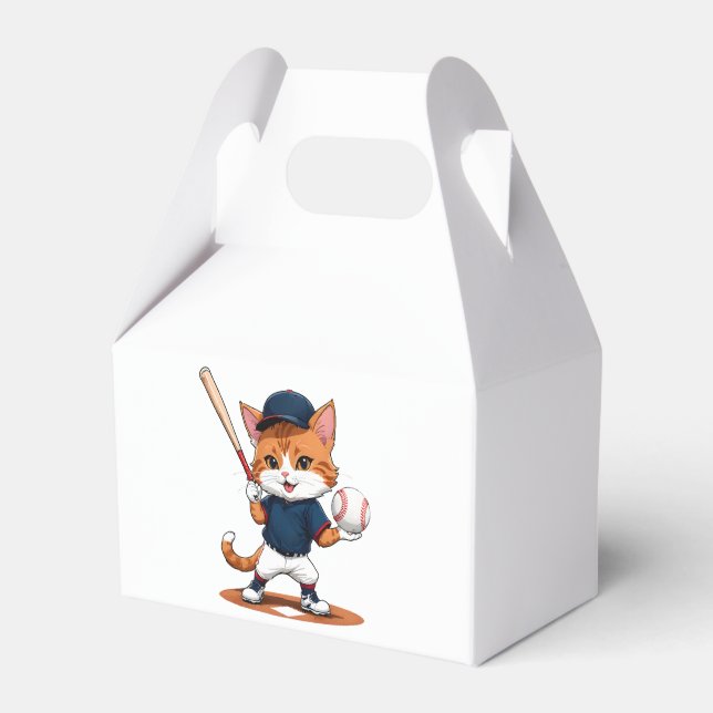 Cat baseball player favor box (Front Side)