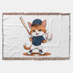 Cat baseball player throw blanket