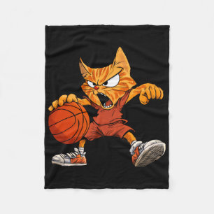 Cat Basketball Player _ Basketball Cat Long Sleeve Fleece Blanket