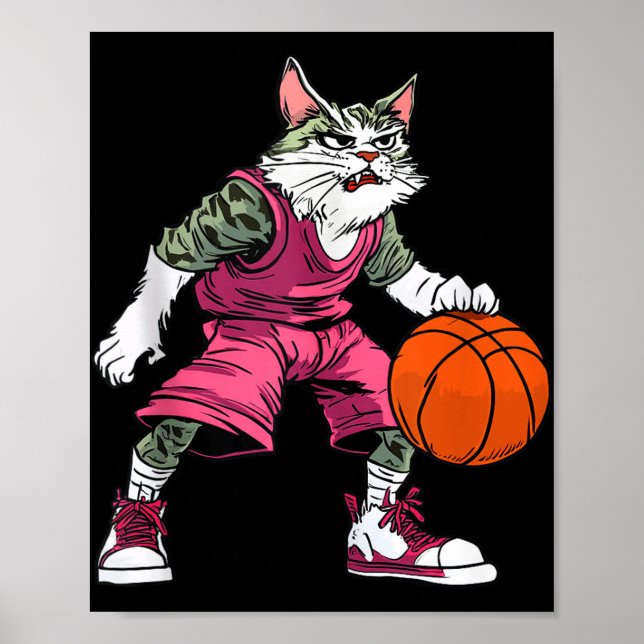 Cat Basketball Player _ Basketball Cat Tank Top  Poster (Front)