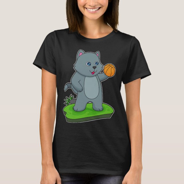 Cat Basketball player Basketball T-Shirt (Front)