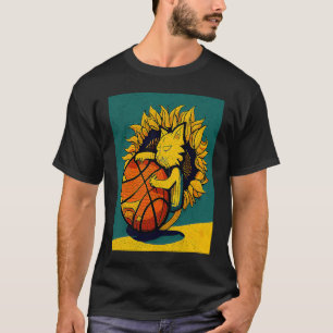 Cat Basketball Sunflower T-Shirt