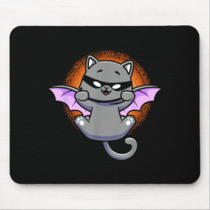 Cat Bat Funny Black Cat With Bat Wing Kitten Mouse Pad