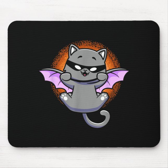 Cat Bat Funny Black Cat With Bat Wing Kitten Mouse Pad (Front)