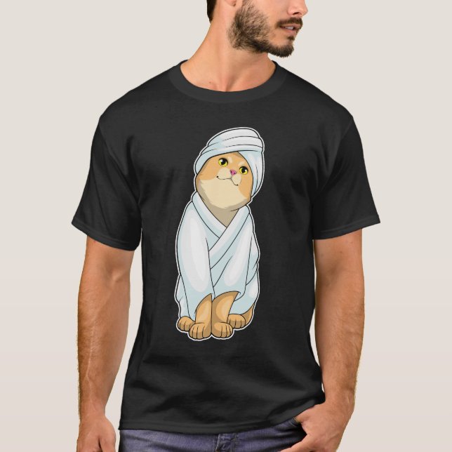 Cat Bathe Bathrobe T-Shirt (Front)