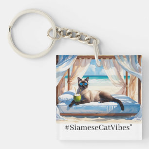 Cat Beach themed for Siamese Cat lovers Keychain