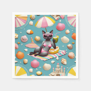 Cat Beach themed for Siamese Cat lovers Napkin