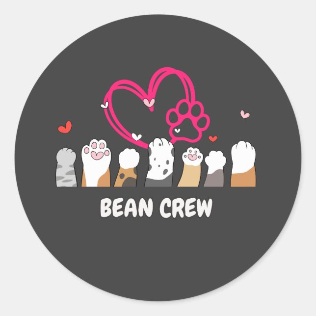 Cat Bean Crew Classic Round Sticker (Front)