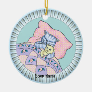 Cat Bedtime Ceramic Ornament