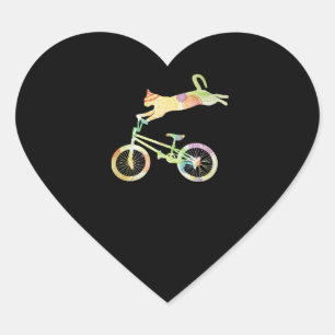 Cat Bike Cycling Bicycle  - Your Gift Collection Heart Sticker