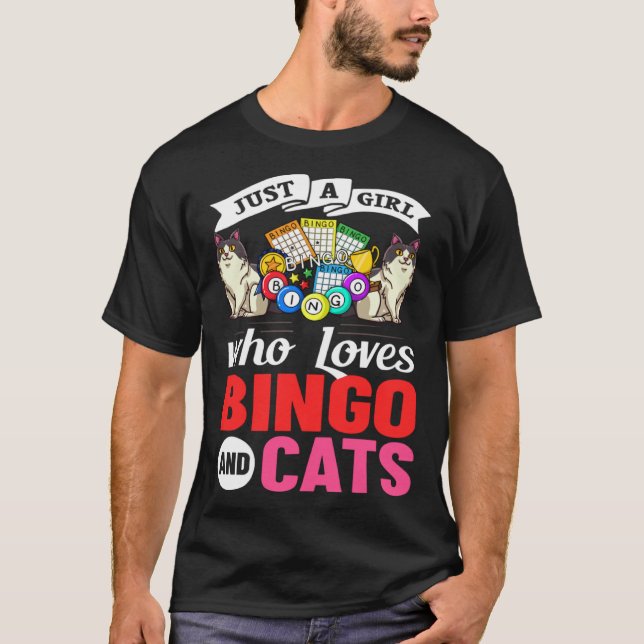 Cat Bingo Game Player Caller Card Board Balls T-Shirt (Front)