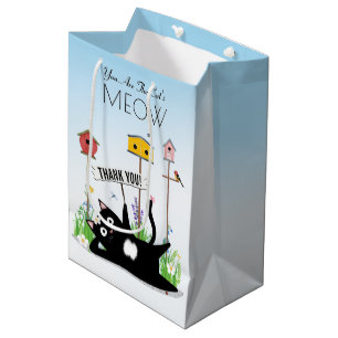 Cat Birds Garden Thank You Medium Gift Bag